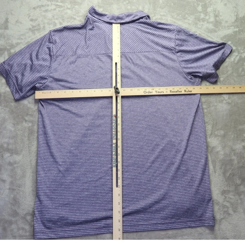 Adidas Golf Polo Shirt Men's XL Purple Stripe Short Sleeve Performance Casual‎